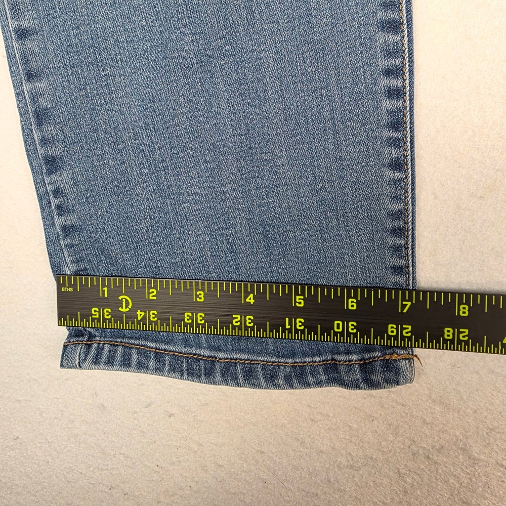 St John's Bay Women's Straight Leg Jeans Sz 12 Blue Whiskered Denim Cotton Blend - Picture 11 of 12
